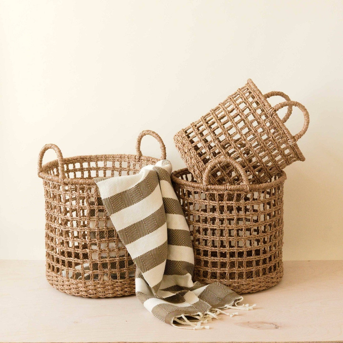 Open Weave Basket with Handle