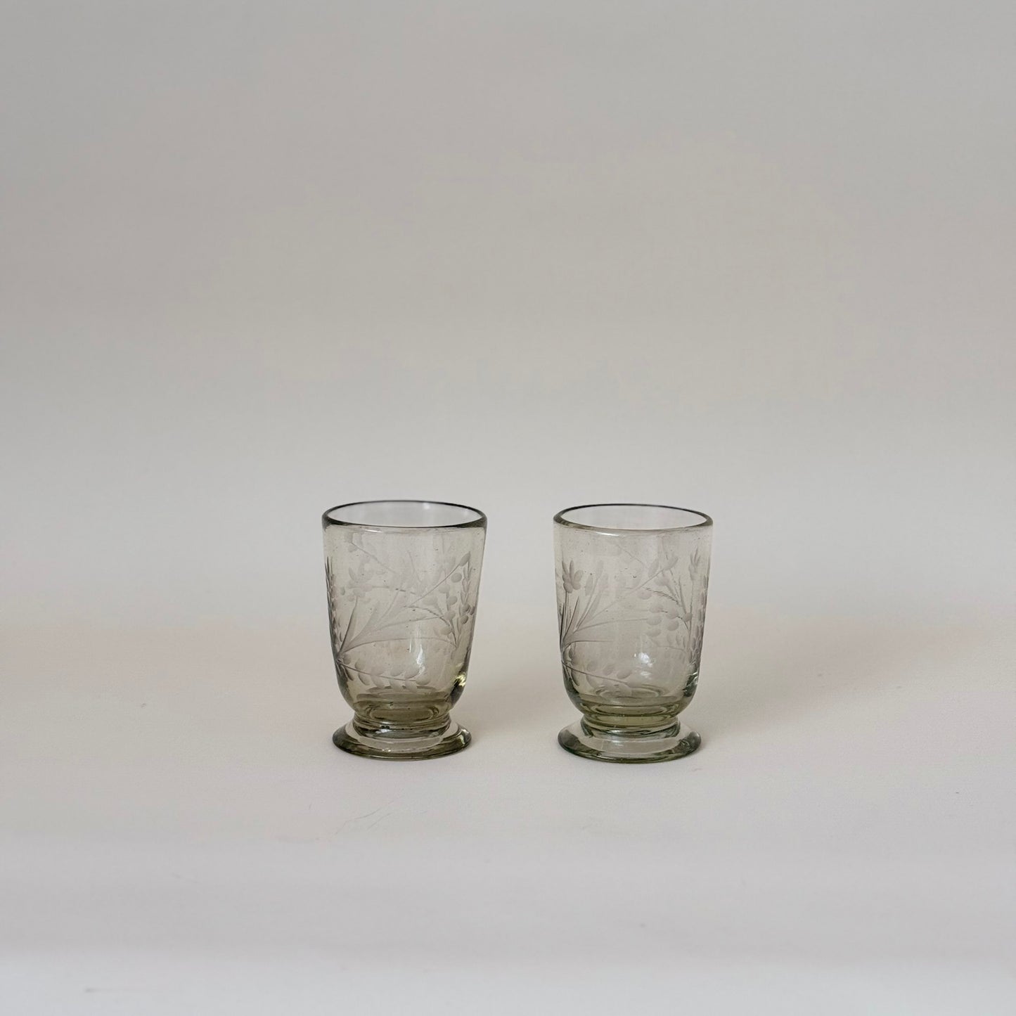 Etched Footed Glass