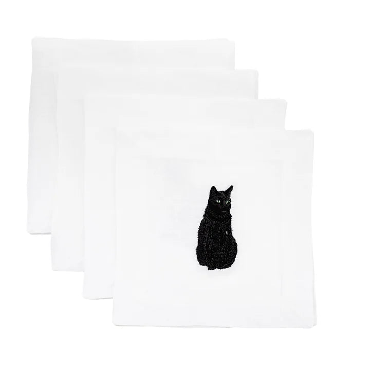 Cat Lovers Embroidered Cocktail Napkin