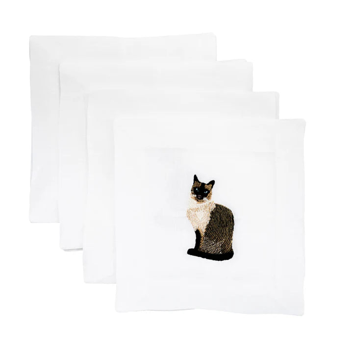 Cat Lovers Embroidered Cocktail Napkin