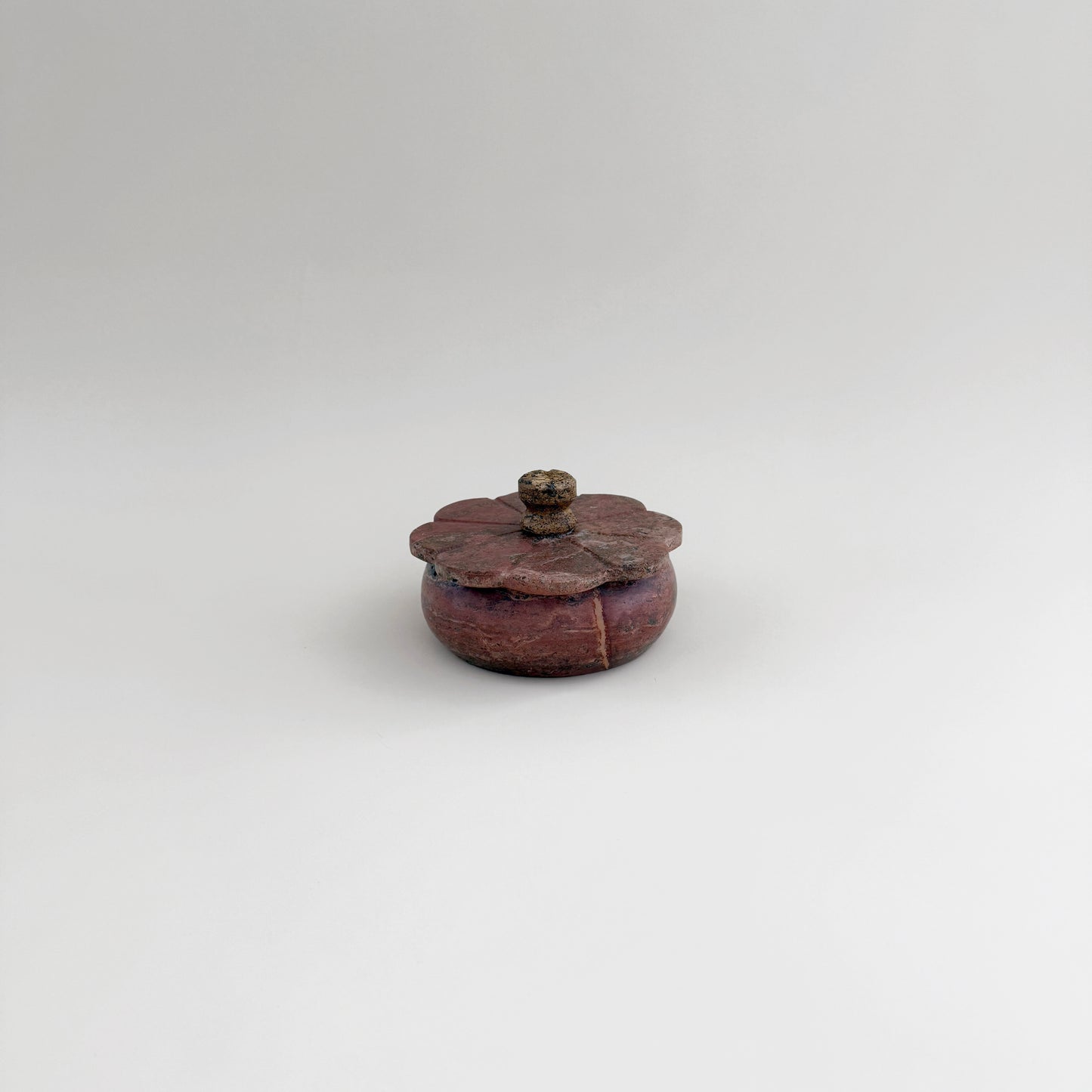 Red Travertine Lidded Bowls