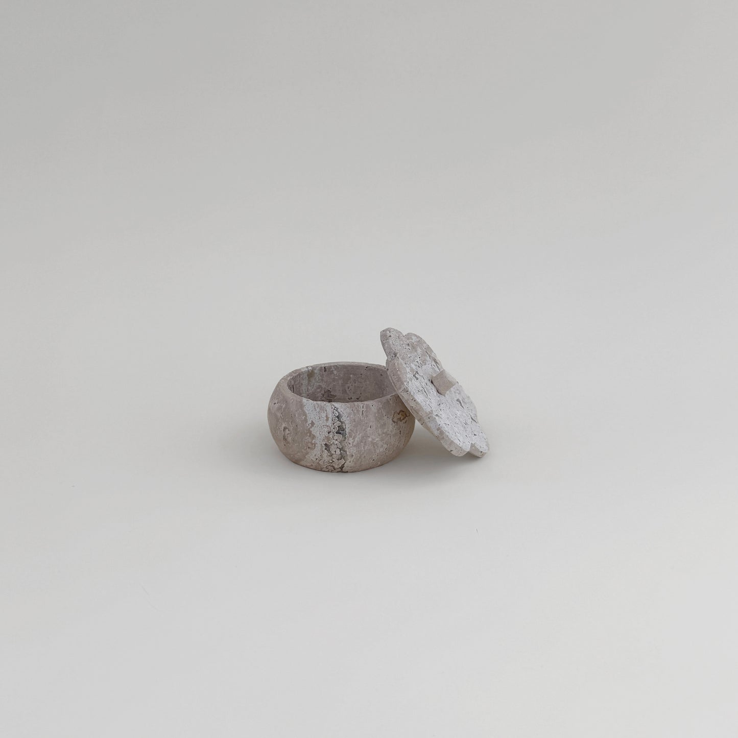 White Travertine Lidded Bowl