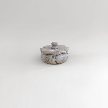 White Travertine Lidded Bowl