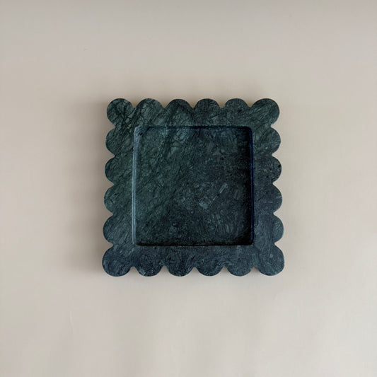 Green Marble Scalloped Tray